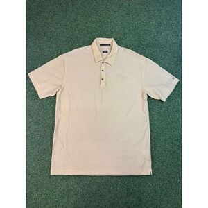 Tiger Woods Polo Shirt Mens XL Beige Bubble Jacquard Golf Tennis Performance